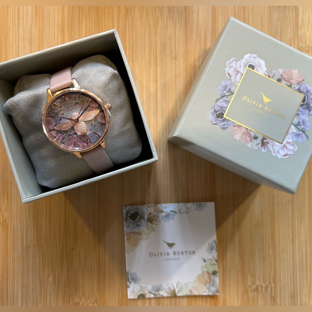 Olivia burton Watch With RoseGold Bee Figurine On 34mm Floral Face - Picture 8 of 9
